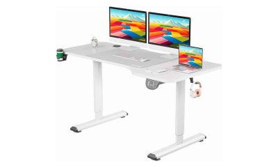 Dripex-Escritorio-Elevable-Electrico-160x75x71-117-cm-Standing-Desk-Escritorio-Ajustable-en-Altura-con-Tablero-Funcion-de-Memoria-y-Anticolision-Blanco
