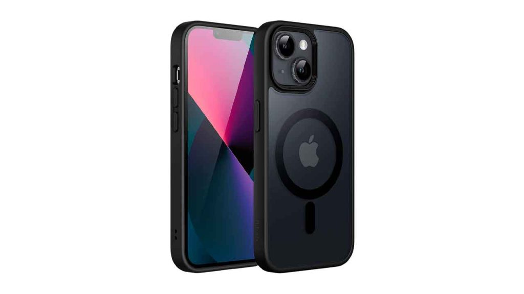 JETech-Funda-Magnética-para-iPhone-13-6,1-Pulgadas-Compatible-con-MagSafe,-Carcasa-Translúcida-Mate-Trasera-Fina-Antigolpes-(Negro)