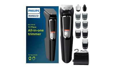 Philips-Norelco-Multi-Groomer-serie-3000-13-piezas-para-hombre,-kit-de-aseo-para-barba,-cara,-nariz,-oreja-y-cortadora-de-pelo,-no-necesita-aceite-de-cuchilla,-MG3740-40