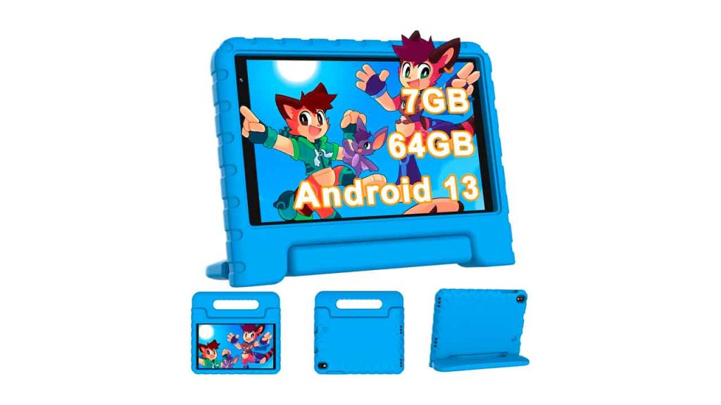 Tablet-Para-Niños-8-Pulgadas-con-Wi-Fi-6,-Android-13,-7GB-RAM-+-64GB-ROM-1TB-TF,-GPS,-1280-800-HD-Tablet-Niños-con-BT5.0,-Control-Parental,-5MP-+-2MP,-Tablet-Infantil-con-Funda-EVA-Shockproof,-Azul
