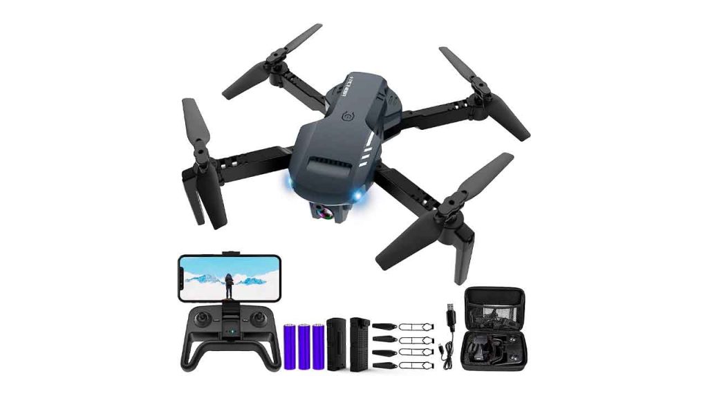 RADCLO-Mini-dron-con-cámara-Funda-de-transporte-plegable-HD-FPV-1080P,-2-baterías,-lente-ajustable-de-90,-despegue-tierra-con-una-tecla,-retención-de-altitud,-giro-de-360,-regalos-de-juguetes-para
