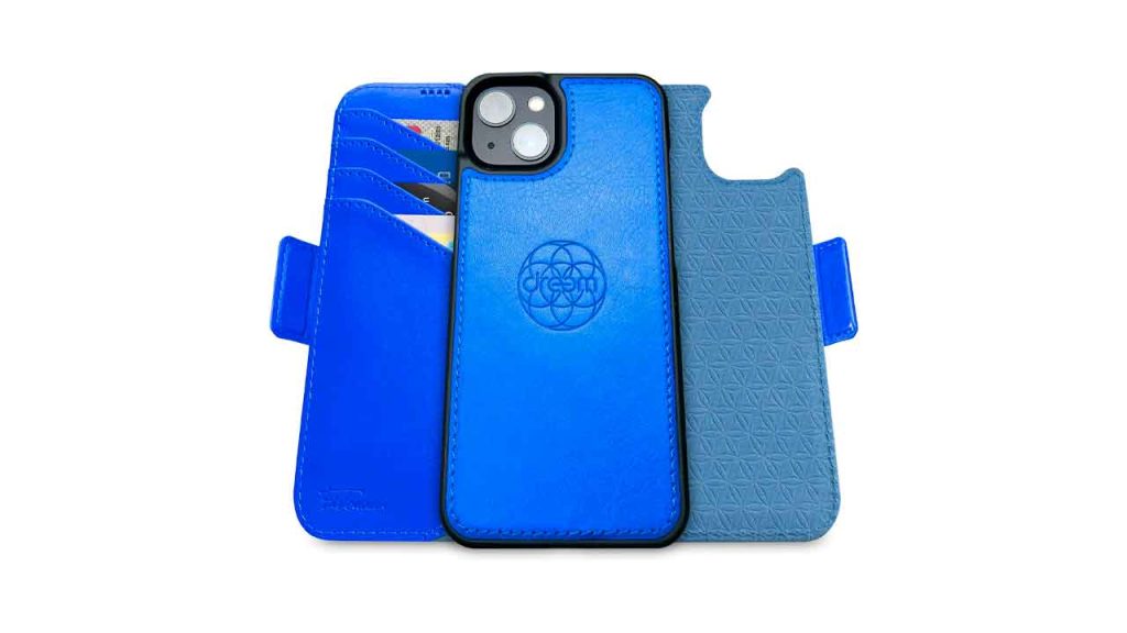 dreem-Fibonacci-iPhone-15-Plus-Funda-Cartera-Funda-2-en-1-a-Prueba-de-Golpes-y-Folio-Desmontable-de-Cuero-Vegano,-Compatible-con-MagSafe,-protección-RFID-[Océano]