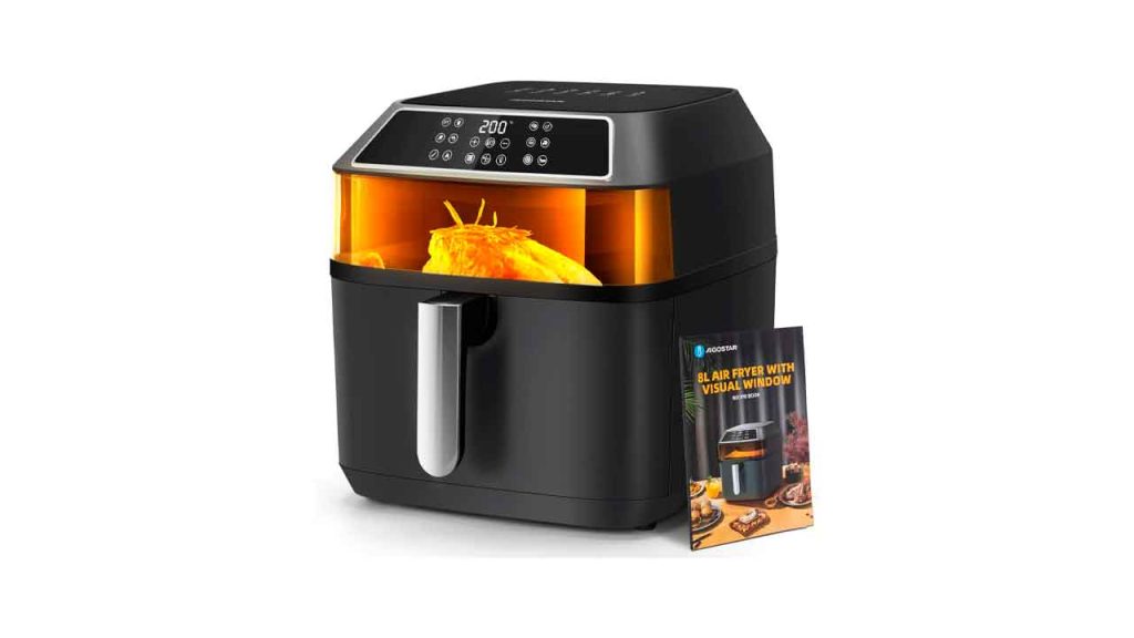 Aigostar-Zane---Freidora-de-aire-sin-aceite-8L,-1700W,-gran-ventana-de-visualización,-12-menús-preprogramados.-Freidora-de-aire-con-panel-LED-táctil.-Incluye-libro-de-recetas.-Libre-de-BPA,-Negro