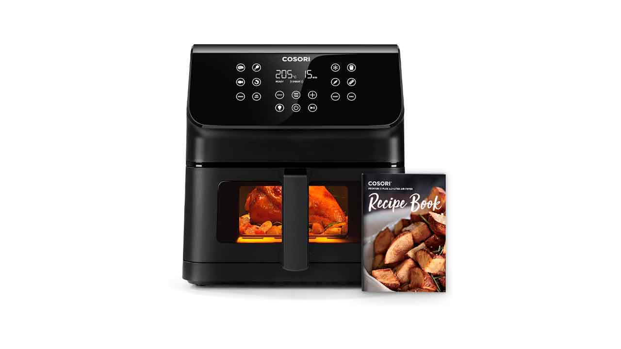 COSORI-Freidora-de-Aire-6,2L-con-Ventana-y-Iluminación-Interior,-reidora-sin-Aceite-con-12-Programas,-80+-Recetas-Creadas-por-Chef-en-Español,-75-205℃,-Pantalla-Táctil-LED,-Negra,-P652
