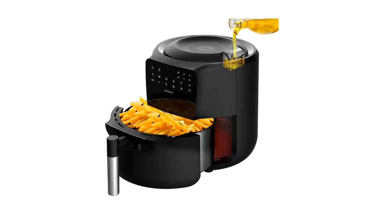 Cecotec-Freidora-de-Aire-sin-Aceite-de-5,5-L-Cecofry-Rain-Air-Fryer.-1550-W,-Spray-de-Aceite-Incorporado,-Pulverización-Automática-y-Manual,-Panel-de-Control-Táctil,-Termostato,-Autolimpieza