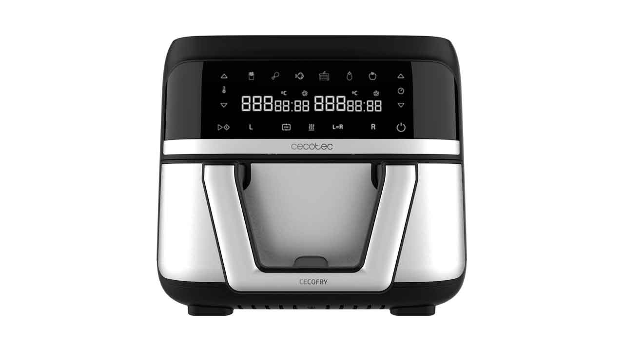 Cecotec-Freidora-de-Aire-sin-Aceite-de-9-L-Cecofry-Dual-9000-Air-Fryer.-2850-W,-Digital-y-Compacta,-Temperatura-Dual,-Tecnología-PerfectCook,-Opción-de-dividir-la-Cubeta-en-2-de-4,5L,-6-Modos