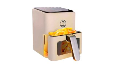 Juanita®-Freidora-aire-4L,-airfryer-1350W,-freidora-de-aire-vintage-7-programas,-freidora-sin-aceite-Fryzen2-con-ventana,-freidoras-aire-caliente-panel-LED-táctil,-cesta-antiadherente-y-temporizador