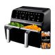 La-Moustache---Freidora-sin-Aceite-8L-de-Aire-Caliente-1700W-con-E-Book-de-Recetas,-Airfryer-con-2-Cestas-Independientes,-10-Programas,-Temporizador-Digital,-Rejillas-Antiadherentes-(DuoFry-Black)