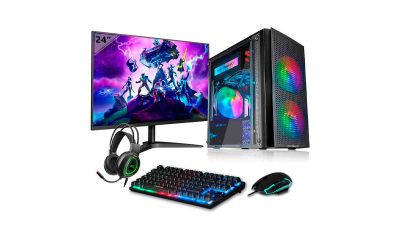 ordenador VolttierPC-PC-Gaming-Completo-AMD-Ryzen-5-5600G-6x4.4Ghz-Radeon-Vega-7-16GB-DDR4-512GB-M.2-SSD-WiFi-Windows-11-Monitor-24-Teclado-y-Ratón-RGB-Ordenador-de-Sobremesa