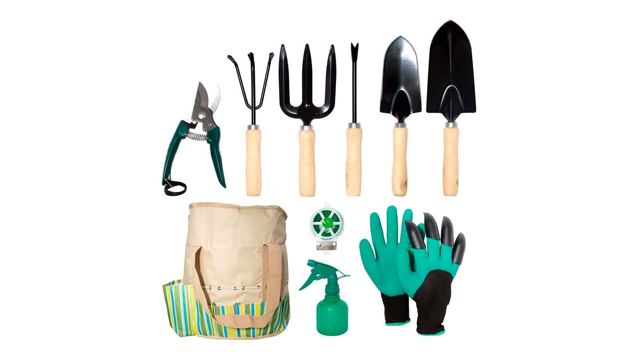 lyndeluxe-Herramientas-de-jardín-10-Unidades,-Juego-de-jardín-con-Bolsa-de-Almacenamiento,-Herramienta-de-plantación-de-Alto-Rendimiento-para-Hombres-y-Mujeres