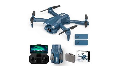 dron Dron-con-Dual-Cámaras-4K,135°Eléctrica-AIdrone-RC-Quadcopter-para-Niños,Dron-Plegable-con-1080P-WIFI-FPV-con-el-Modo-sin-Cabeza,3D-Flips,Aterriza-con-Un-Clic,Control-de-Gestos,2-Baterías-Modulares