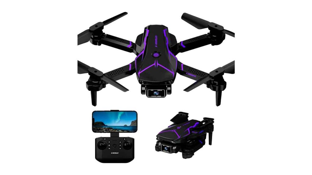 dron Drone-con-Cámara-720P-para-Adultos,-WiFi-FPV-Vídeo-en-Vivo-RC-Quadcopter,-Mini-Dron-Plegable,-Modo-sin-Cabeza,-Posicionamiento-Óptico-de-Flujo,-Gestos-Selfie,-3D-Flips-para-Principiantes,-2-Baterías