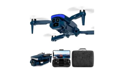 dron K417-Drone-con-2-Camaras-1080p-HD,90°Eléctrica-ajustable-FPV-Dron,Luz-LED-azul-Escobillas-Drone-con-5GHz-WIFI-Vídeo-App-para-Adultos,Modo-sin-Cabeza,RC-Quadcopter-para-Principiantes,Juguetes,Bolsa