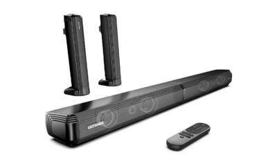 ULTIMEA-2.2ch-Barras-de-Sonido-para-TV,-2-en-1-Barra-de-Sonido-Desmontable-para-TV,-Bluetooth-5.3-TV-Sound-Bar,-3-Modos-de-Ecualización-y-Graves-Ajustables-Altavoces-de-TV,-ARC-óptico-Aux,-Apollo-S40