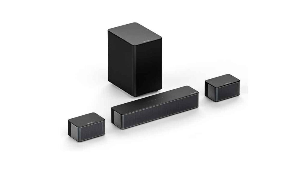ULTIMEA-Barra-de-Sonido-Surround-5.1,-Sistema-de-Sonido-Envolvente-3D,-Barras-de-Sonido-para-TV-con-Subwoofer-y-Altavoces-Traseros,-Graves-Ajustables,-Poseidon-D50