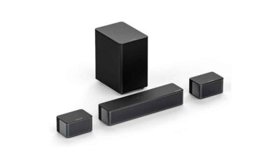 ULTIMEA-Barra-de-Sonido-Surround-5.1,-Sistema-de-Sonido-Envolvente-3D,-Barras-de-Sonido-para-TV-con-Subwoofer-y-Altavoces-Traseros,-Graves-Ajustables,-Poseidon-D50