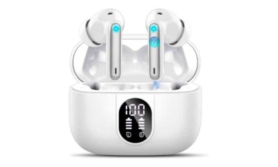 Csasan-Auriculares-Inalámbricos-Bluetooth,-Auriculares-Bluetooth-5.3-Estéreo-con-4-ENC-Cancelacion-Ruido-Micró,-40H-Control-Táctil-Cascos-Inalambricos,-IP7-Impermeable-Auriculares-in-Ear,-Blanco