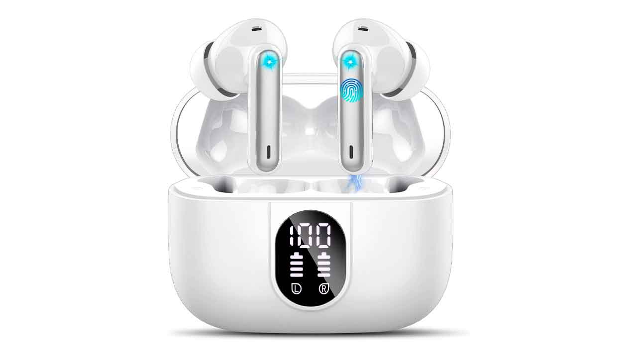 Csasan-Auriculares-Inalámbricos-Bluetooth,-Auriculares-Bluetooth-5.3-Estéreo-con-4-ENC-Cancelacion-Ruido-Micró,-40H-Control-Táctil-Cascos-Inalambricos,-IP7-Impermeable-Auriculares-in-Ear,-Blanco