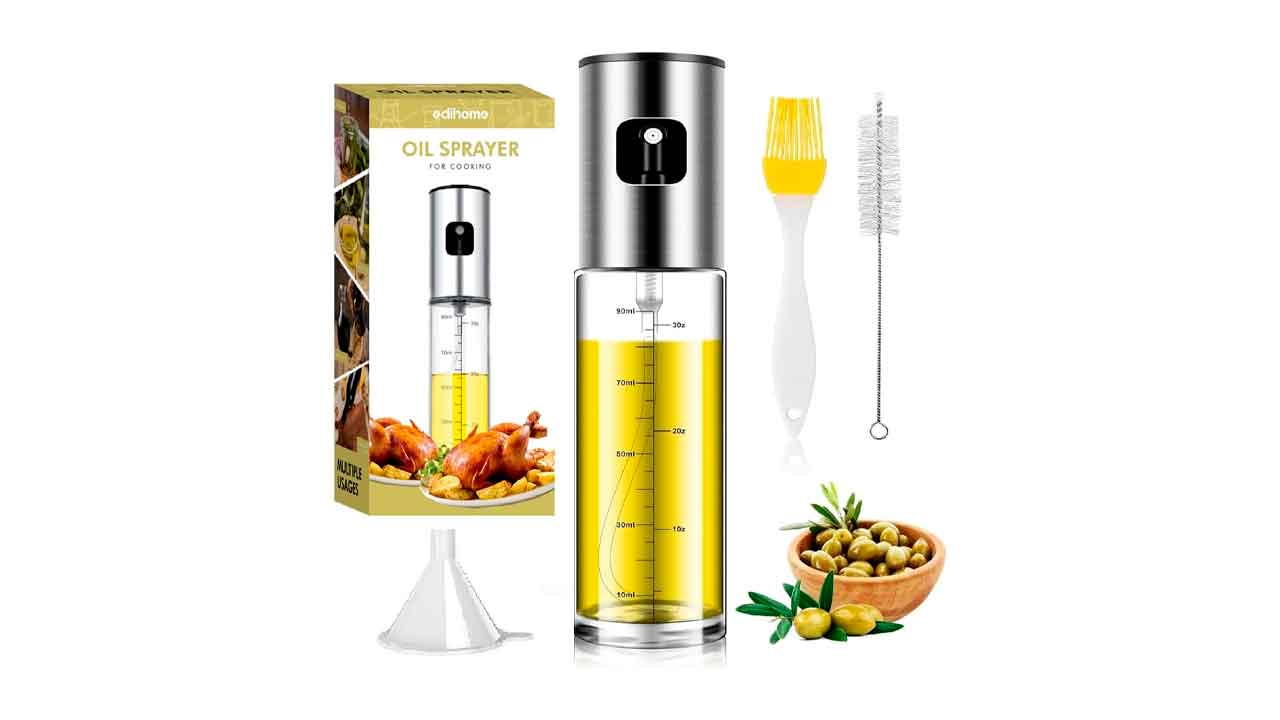 Edihome,-Pulverizador-Aceite-Spray,-para-Cocina,-de-Acero-Inoxidable-y-Cristal,100-ml,-Antigoteo,-Accesorios-Freidora-de-Aire,-Dispensador,-Bote,-Dosificador