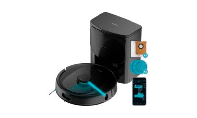 Cecotec-Robot-Aspirador-Conga-9990-AI-Spin-Revolution-Ultra-Power-Home,-10.000-Pa,-Navegación-láser,-Base-de-autovaciado,-Inteligencia-Artificial,-Evita-Objetos,-Control-App,-240-min-Autonomía
