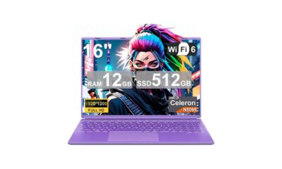 Ordenador-Portátil-16-Pulgadas-Celeron-N5095-Up-to-2.9Ghz,-Portátil-Win-11-con-5G-WiFi-12+512GB-SSD-Expansión-1TB,-BT-4.2-Mini-Puerto-Multimedia-Portatiles-Ventilador-Refrigeración-1920x1200-Morado