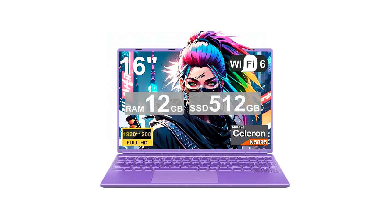 Ordenador-Portátil-16-Pulgadas-Celeron-N5095-Up-to-2.9Ghz,-Portátil-Win-11-con-5G-WiFi-12+512GB-SSD-Expansión-1TB,-BT-4.2-Mini-Puerto-Multimedia-Portatiles-Ventilador-Refrigeración-1920x1200-Morado