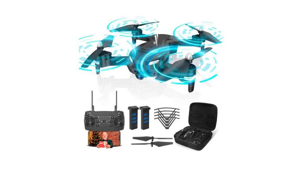 Wipkviey-T26-Drone-con-Cámara-HD-1080P--Dron-Profesional-para-Niños-y-Principiantes-Transmisión-FPV,-Con-2-Baterías-y-Bolsa-Portátil,Con-Video-WiFi-en-Vivo-Quadcopter-RC-con-2-Baterías-26-Mins