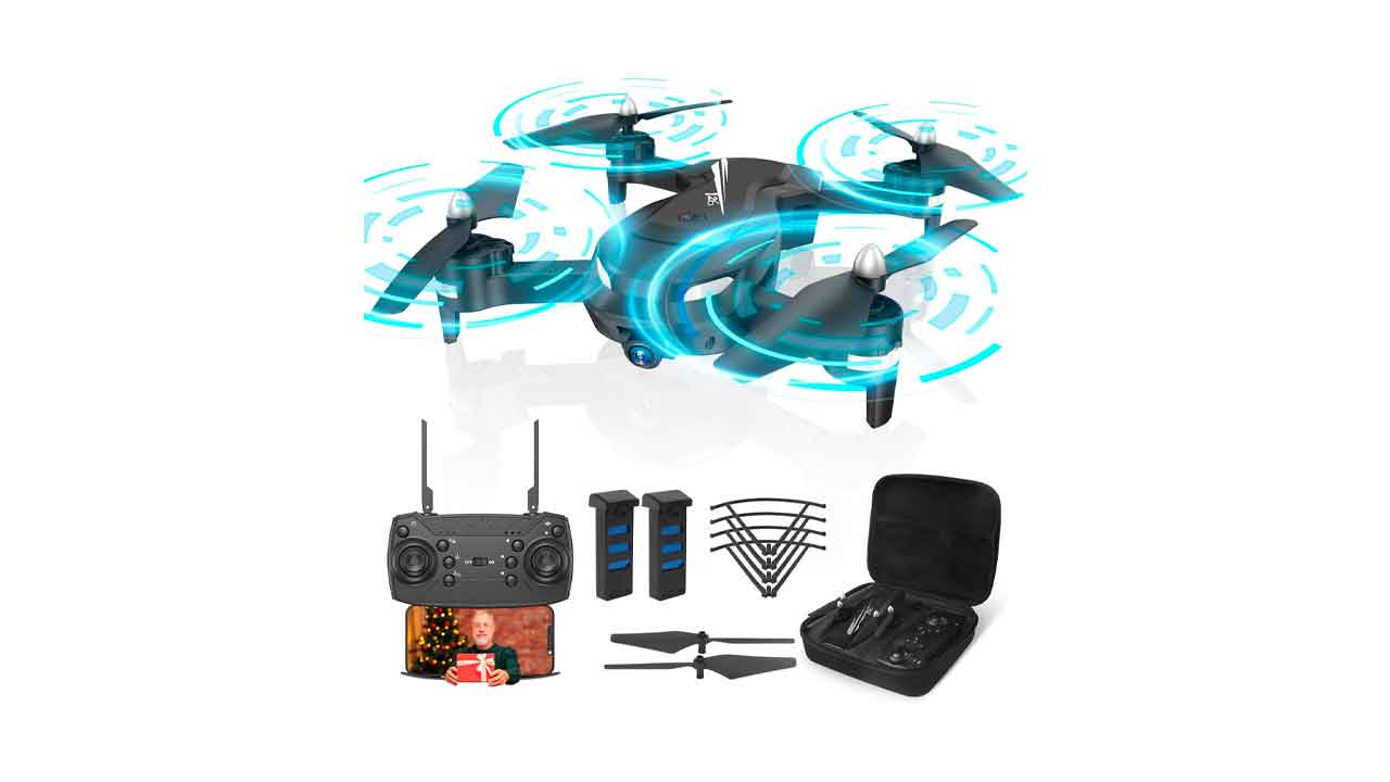 Wipkviey-T26-Drone-con-Cámara-HD-1080P--Dron-Profesional-para-Niños-y-Principiantes-Transmisión-FPV,-Con-2-Baterías-y-Bolsa-Portátil,Con-Video-WiFi-en-Vivo-Quadcopter-RC-con-2-Baterías-26-Mins