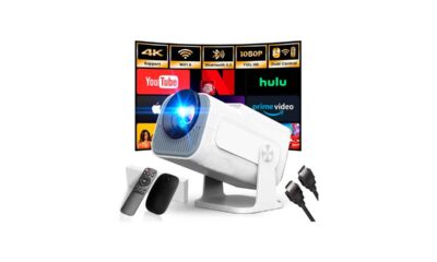 App-Integrada-2025-Upgraded-Proyector-Portátil-1920x1080P-4K-Supote-Videoproyector-Dual-Control-TV-WiFi-6-BT5.2-180-Rotation-HDMI-TV-Stick-USB-PS5-Laptop,-con-Cable-HDMI-y-Ratón-Blanco