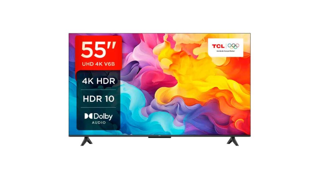 TCL-55V6B-55-4K-Ultra-HD,-HDR-TV,-Smart-TV-Powered-by-Google-TV-(Dolby-Audio,-Motion-Clarity,-control-por-voz,-compatible-con-Google-Assistant,-Chromecast-integrado-Clase-de-eficiencia-energética-E]