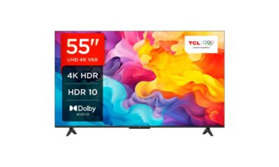 TCL-55V6B-55-4K-Ultra-HD,-HDR-TV,-Smart-TV-Powered-by-Google-TV-(Dolby-Audio,-Motion-Clarity,-control-por-voz,-compatible-con-Google-Assistant,-Chromecast-integrado-Clase-de-eficiencia-energética-E]