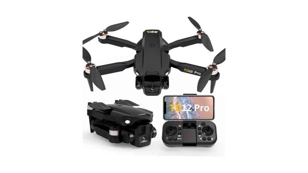 Toladrone-Drones-con-Camara-1080P,-FPV-Dron-con-Motor-sin-Escobillas-2-Cámaras-Motorizada-Ajustable-90-Plegable-Mini-Drone-RC-Quadcopter-para-Principiantes-TD12Pro