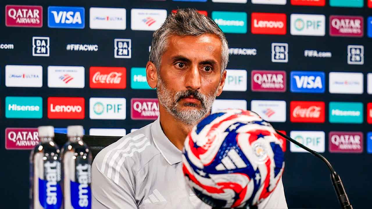 El-español-José-Riveiro,-entrenador-de-Al-Ahly,-durante-la-rueda-de-prensa-previa-al-partido-ante-Inter-Miami